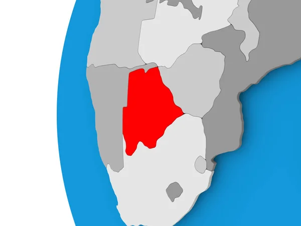 Karte von Botswana auf politischem Globus — Stockfoto