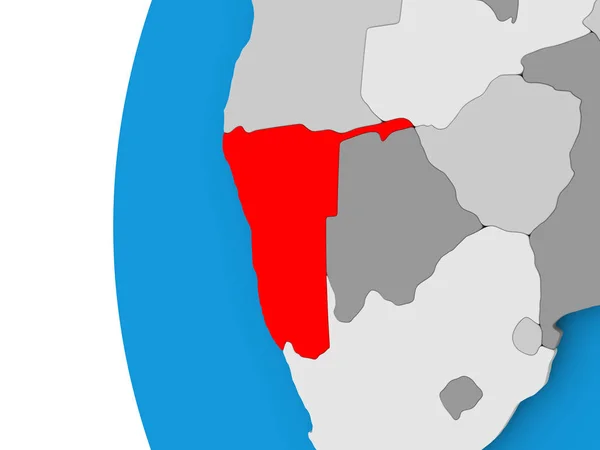 Karte von namibia auf politischem Globus — Stockfoto