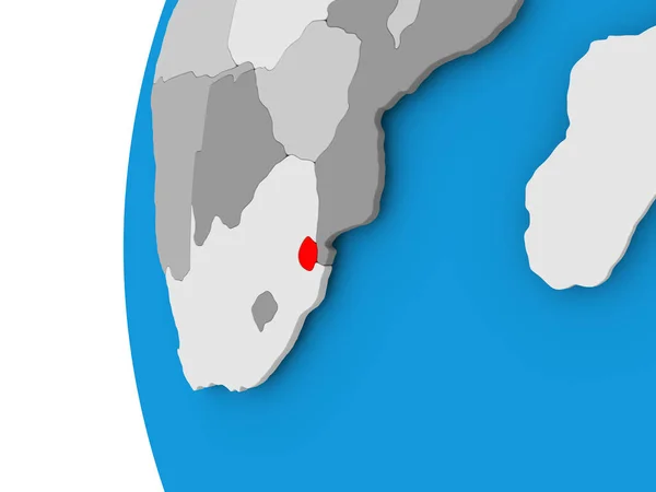 Karte von Swasiland auf politischem Globus — Stockfoto