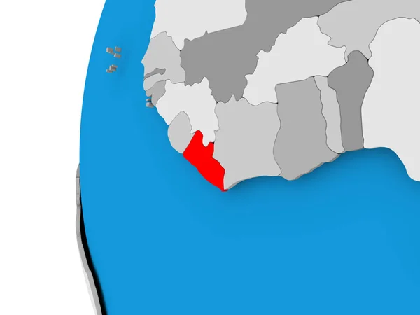 Kaart van Liberia op politieke wereldbol — Stockfoto