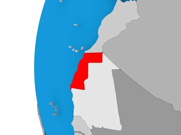 Kaart van Westelijke Sahara op politieke wereldbol — Stockfoto