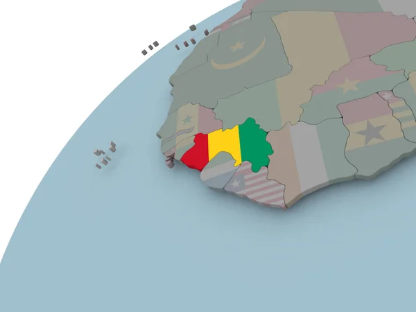 Mappa della Guinea con la bandiera — Foto Stock