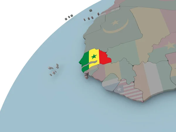 Карта з прапор Сенегалу — стокове фото