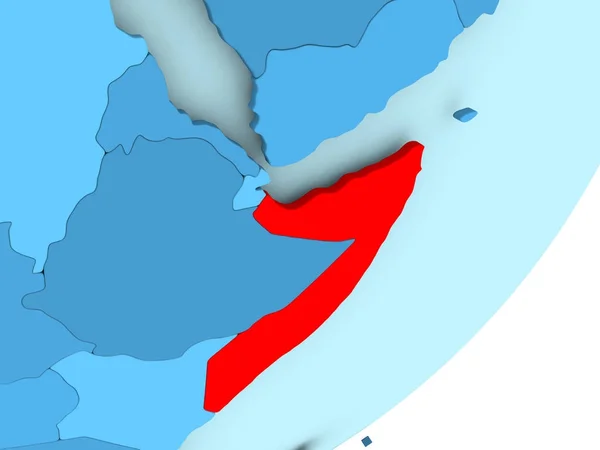 Somali Haritası mavi siyasi dünya üzerinde — Stok fotoğraf