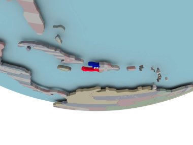 Dünya üzerinde bayrak ile Haiti