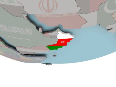 Dünya üzerinde bayrak ile Umman