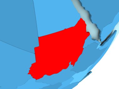 Sudan Haritası mavi siyasi dünya üzerinde
