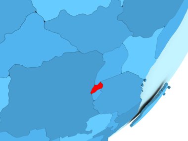 Ruanda Haritası mavi siyasi dünya üzerinde