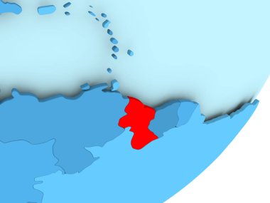 Guyana Haritası mavi siyasi dünya üzerinde