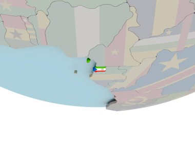 Dünya üzerinde bayrak ile Ekvator Ginesi