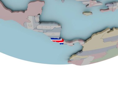 Kosta Rika dünya üzerinde bayrak ile