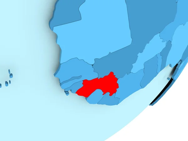 Karte von Guinea auf blauem politischen Globus — Stockfoto
