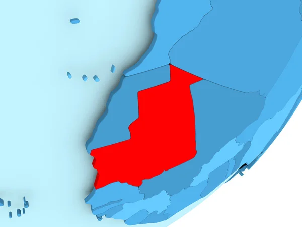 モーリタニアの青い政治世界地図 — ストック写真
