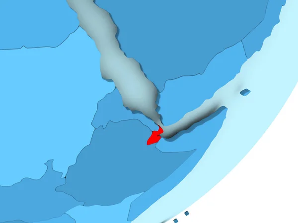 Karta över Djibouti på blå politiska jordglob — Stockfoto