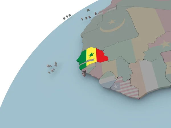 Map of Senegal with flag — Stock Photo, Image