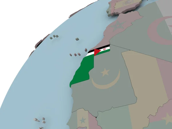国旗的西撒哈拉地图 — 图库照片
