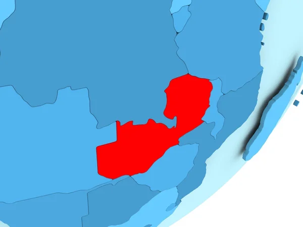 ザンビアの青い政治世界地図 — ストック写真
