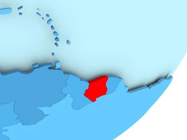 Карта Суринама на голубом политическом глобусе — стоковое фото