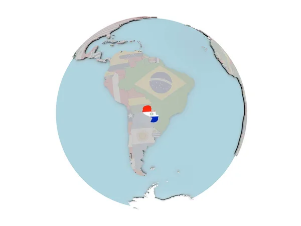 Paraguay avec drapeau sur le globe — Photo