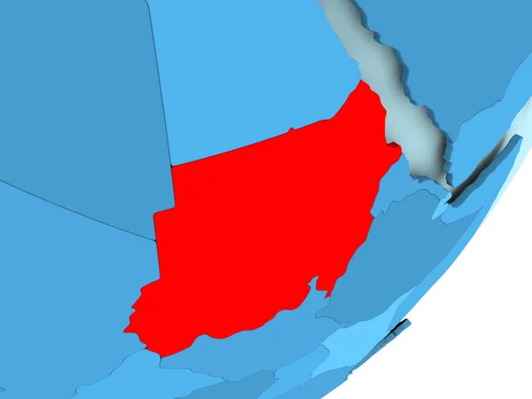 Mapa de Sudán en el mundo político azul — Foto de Stock