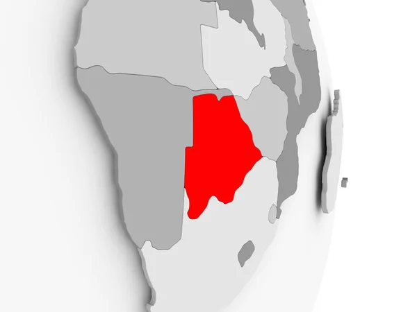 Botswana on grey political globe — Stock Photo, Image