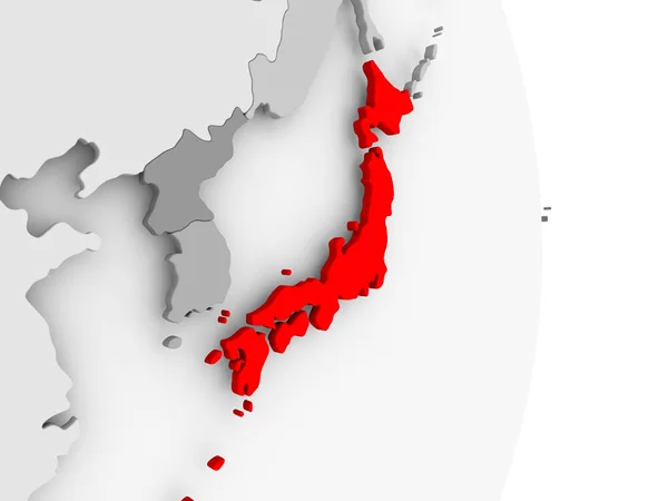 Japan auf grauem politischen Globus — Stockfoto