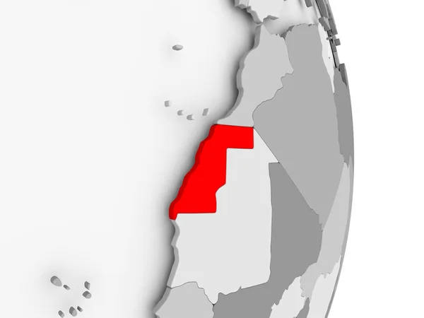 Westsahara auf grauem politischem Globus — Stockfoto