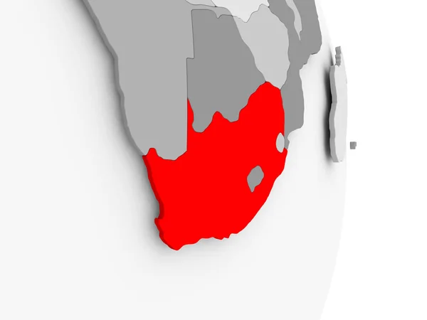 Zuid-Afrika op grijs politieke wereldbol — Stockfoto