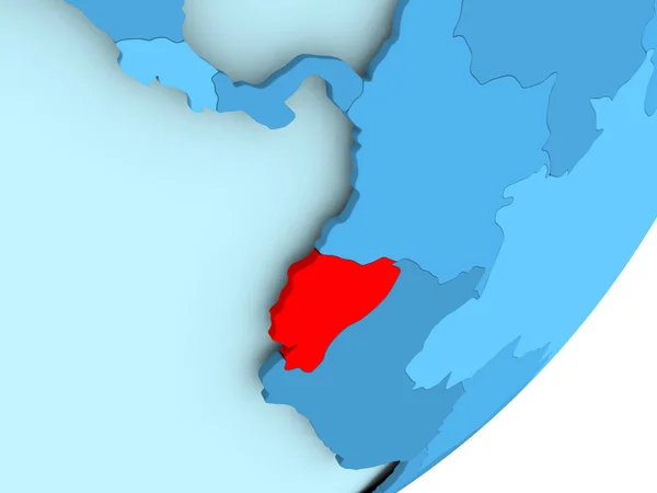 Mapa Ekwador na niebieski Globus polityczny — Zdjęcie stockowe