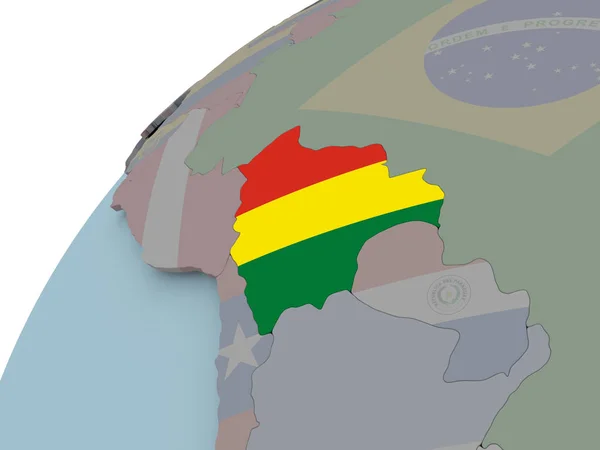 Karte von Bolivien mit Flagge — Stockfoto