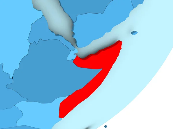 Карта Сомалі на синій політичних глобус — стокове фото