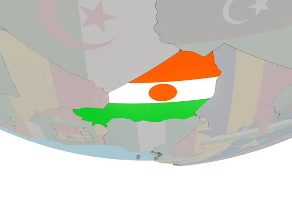 Нигер с флагом на глобусе — стоковое фото
