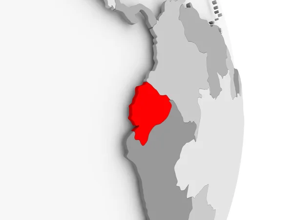 Эквадор на сером политическом глобусе — стоковое фото