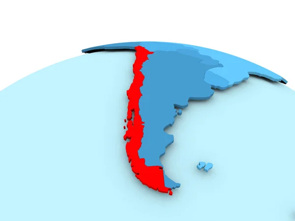 Chile em azul globo político — Fotografia de Stock