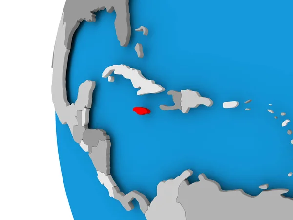 Karte von Jamaica auf politischem Globus — Stockfoto