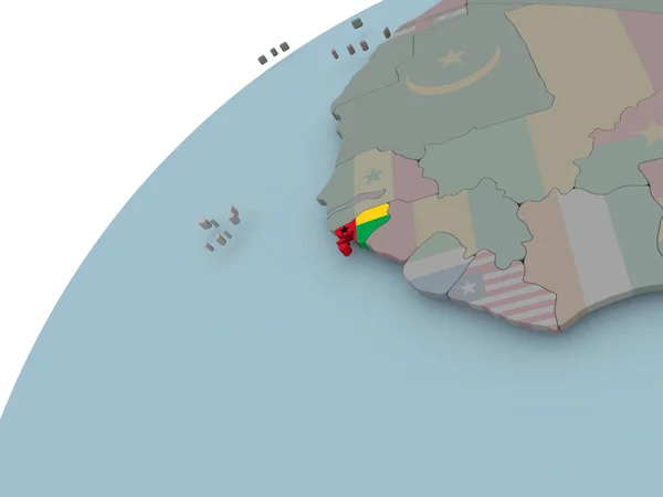 Karta över Guinea-Bissau med flagga — Stockfoto