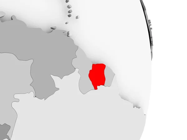 Surinam na szary Globus polityczny — Zdjęcie stockowe