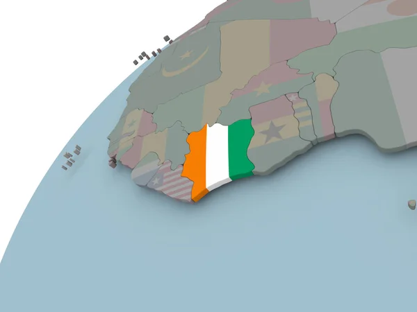 Mapa z Pobřeží slonoviny s vlajkou — Stock fotografie