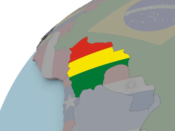 Mapa de Bolivia con bandera —  Fotos de Stock
