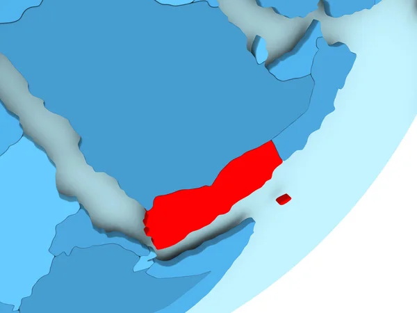 Mapa de Yemen en el mundo político azul —  Fotos de Stock