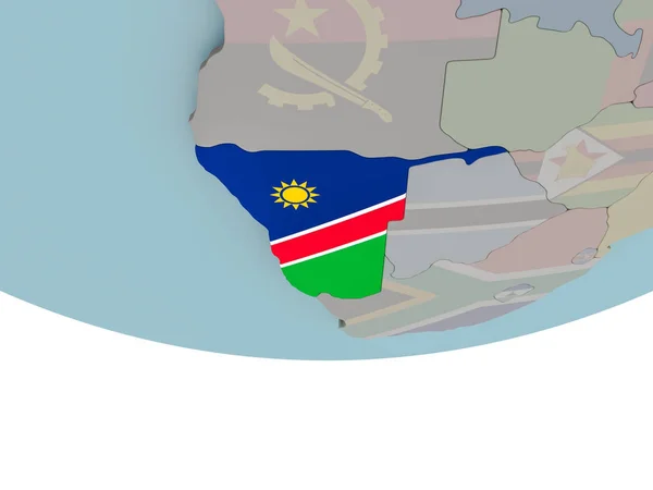 Namíbia com bandeira no globo — Fotografia de Stock