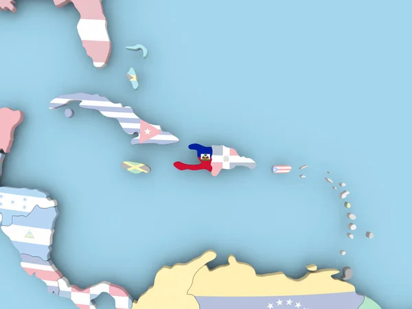 Karte von El Salvador mit Flagge auf Globus — Stockfoto