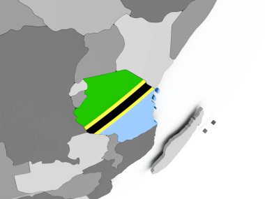 Tanzanya'nın bayrak harita üzerinde