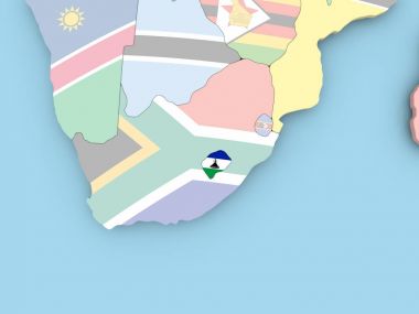 Dünya üzerinde bayrak ile Demokratik Kongo Cumhuriyeti haritası