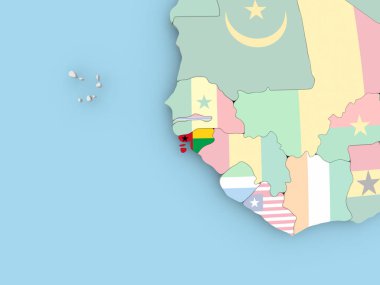 Cezayir Haritası dünya üzerinde bayrak ile