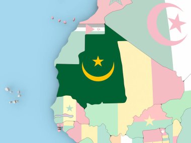 Dünya üzerinde bayrak ile Uruguay Haritası