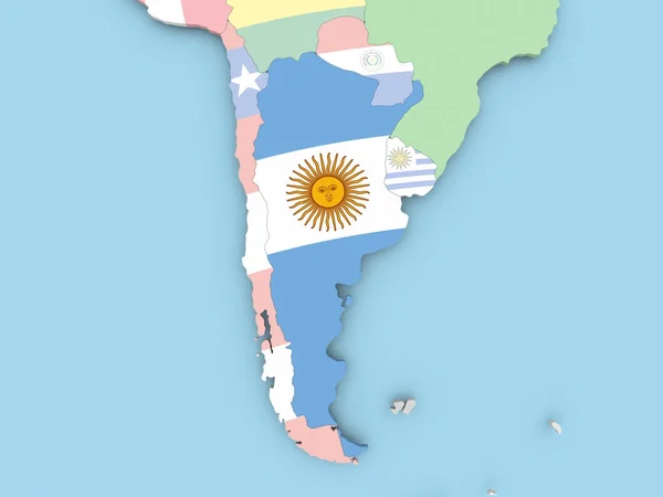 Mapa de Nueva Zelanda con la bandera en el mundo — Foto de Stock