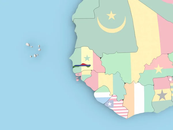 Mapa de Túnez con la bandera en el mundo —  Fotos de Stock
