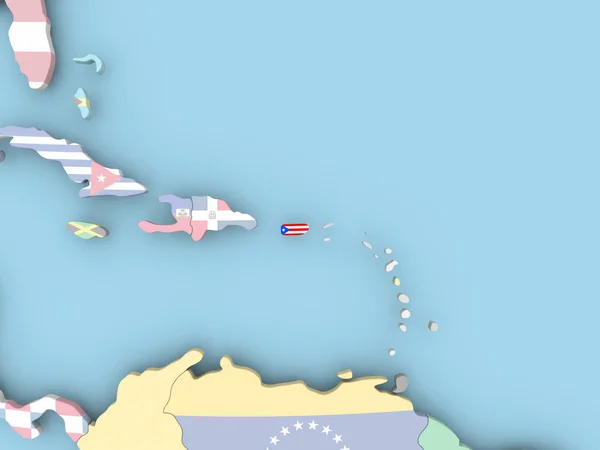 Mapę Kostaryka z flagą na całym świecie — Zdjęcie stockowe