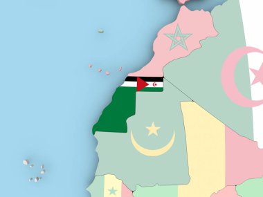 Dünya üzerinde bayrak ile Paraguay Haritası